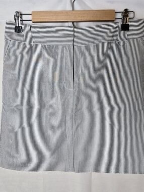 Ann Taylor LOFT Seersucker Skirt Size 6 Gray Striped Pockets Cotton